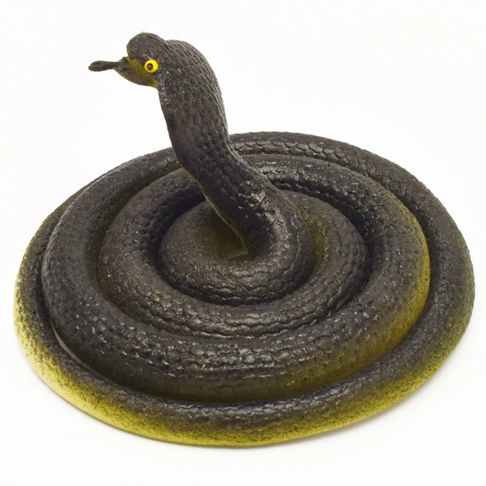 Jouet serpent noir simulé de 120cm, modèle réaliste en caoutchouc souple, faux serpent, accessoires de farces pour fête d'halloween, décor de jardin