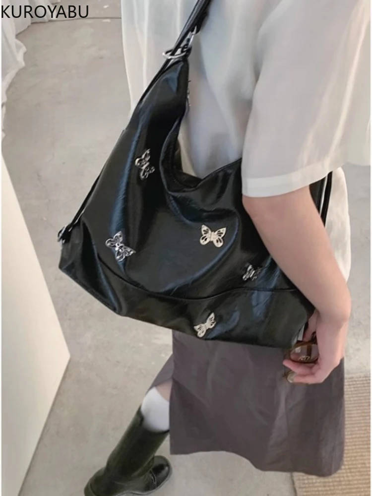 Y2K Bags for Women Harajuku Gothic Handbags High Street Butterfly Punk One Shoulder Vintage High Capacity Crossbody Bags Tote