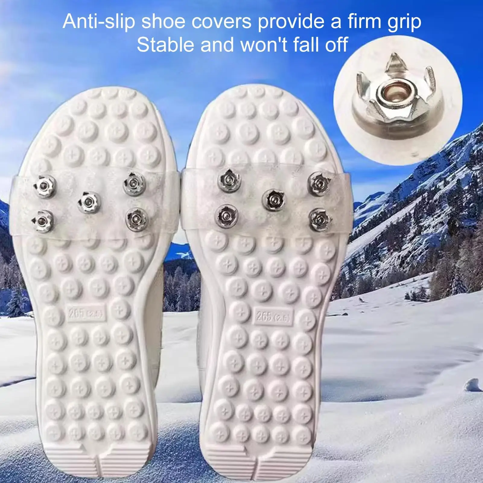 5-Zahn-Eisgriffe für Schuhe, Fußbekleidung, Steigeisen, Eis-Traktionskramponen zum Wandern, Klettern, Gehen, Skifahren, Camping, Reisen