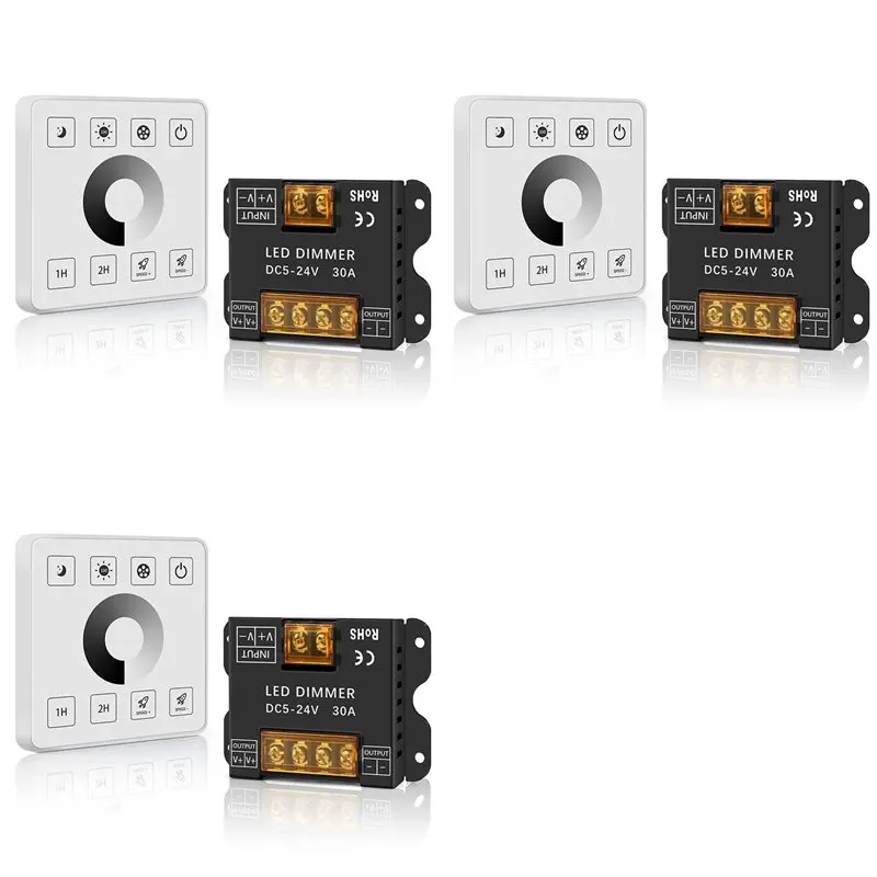 

【PROMOTION】3X RF Wireless Wall- Mounted Touch Panel Dimmer Control For DC5-24V 30A Single Color LED Strip Lighting