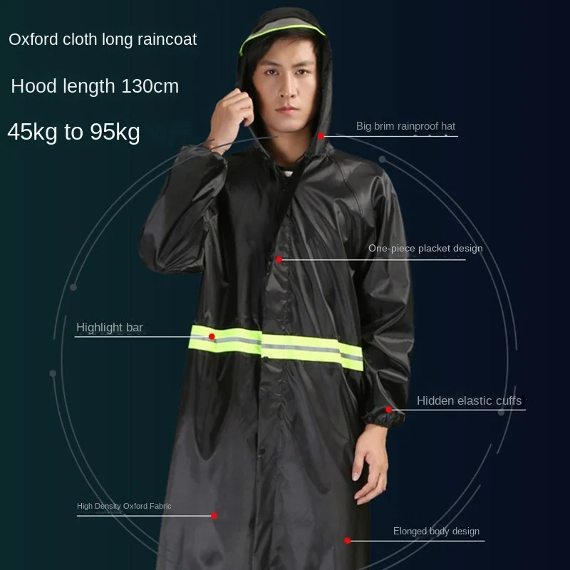 

Adult Full-body Poncho Labor Protection Raincoat Poncho Reflective Oxford Cloth Long One-piece Raincoat Thickened