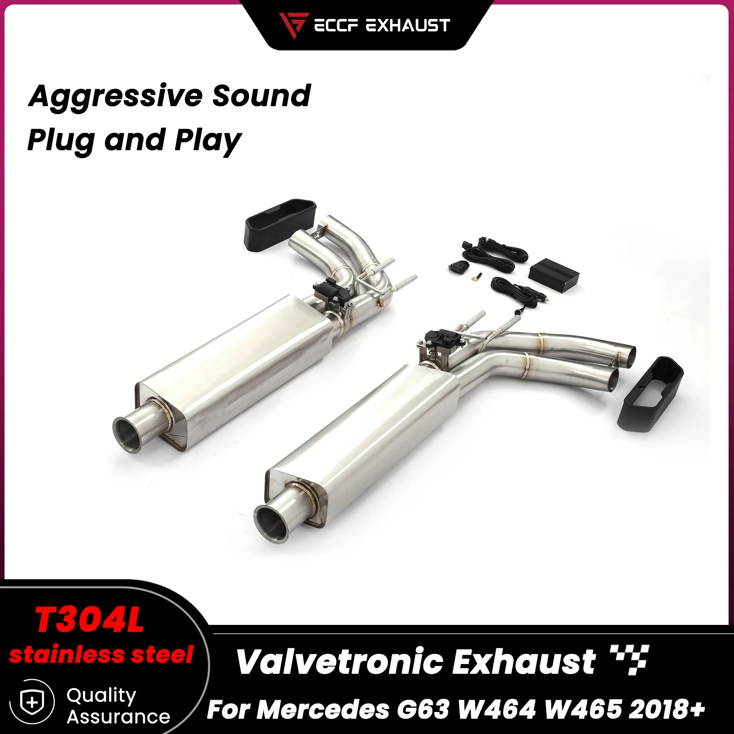 

High Performance Valvetronic ECCF T304 Stainless Steel Catback Exhaust For Mercedes G63 W464 W465 2018+ Ak Style Tips No Drone