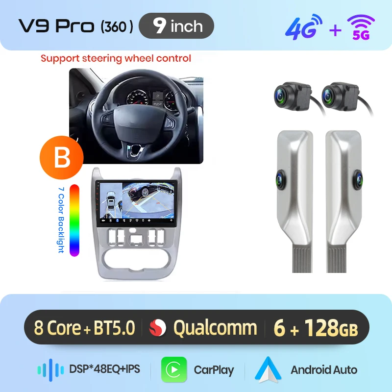 Junsun Android Auto autoradio voor Renault Logan 1 Sandero 2009 2010 2011-2013 Multimedia draadloze CarPlay SWC GPS navigatie RDS DSP