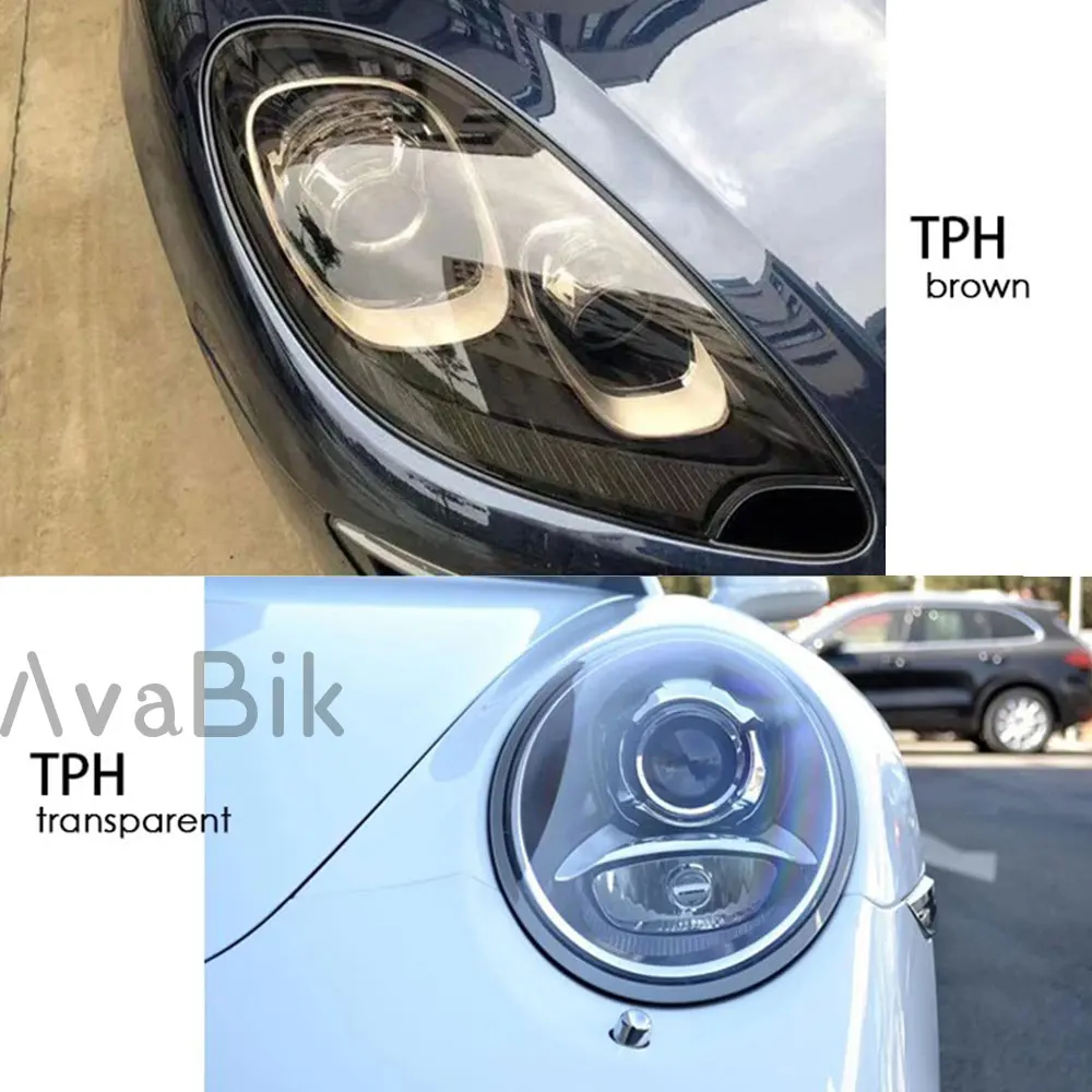 Car Headlight Taillight Fog Light Vinyl Wrap Film TPH PPF Anti-Scratch Self-Healing Car Styling Motorcycle Decor Black Red Blue