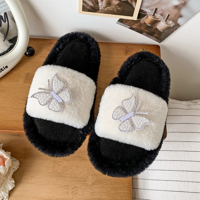 

2025 Children Casual Cotton Slippers for Girls Winter New Fashion Korean Style Soft Bottom Non-slip Versatile Keep Warm Shoes
