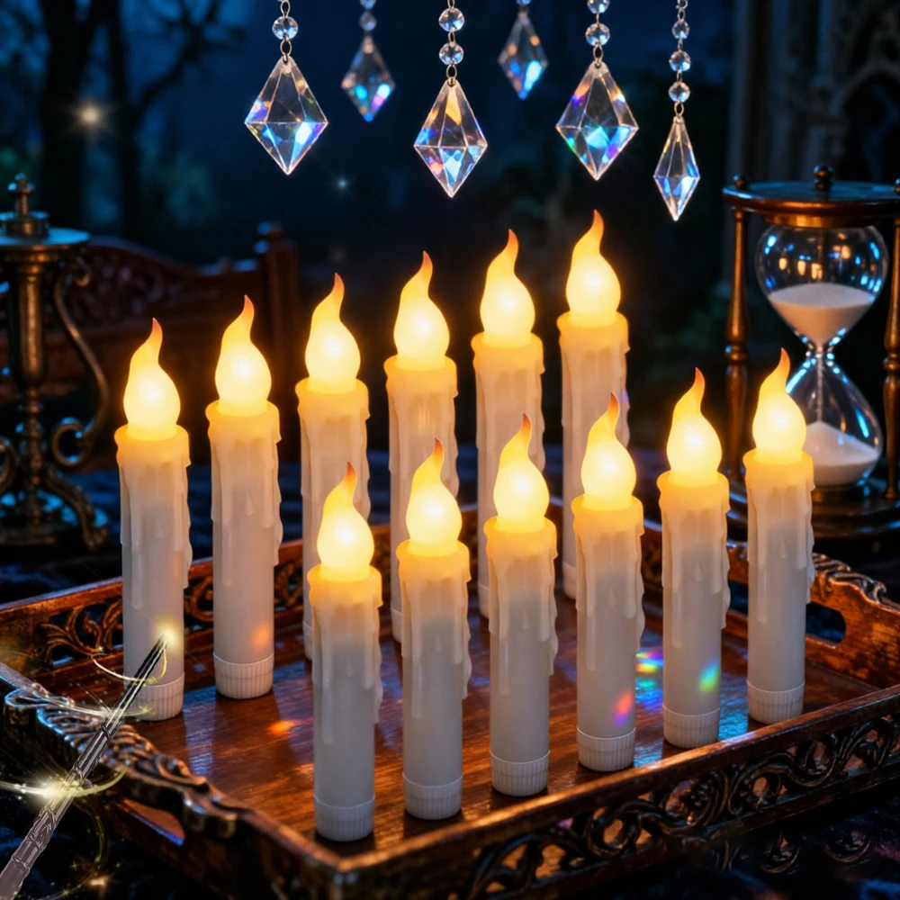 12pcs Remote Control Flashing Floating Candle Lighting, Warm Light/warm White Light Wax Tears Tear Shape for Halloween Christmas