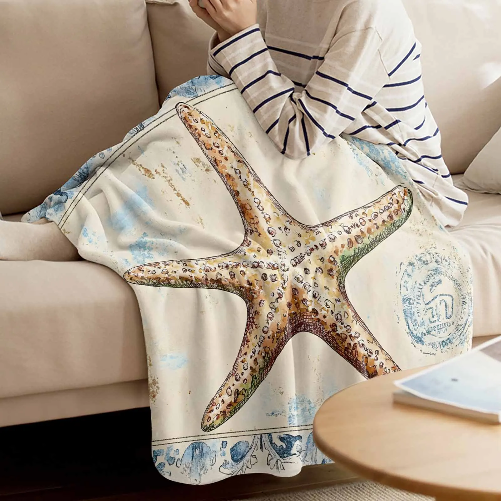 

Retro Shell Abstract Throws Blankets for Sofa Bed Winter Soft Plush Warm Sofa Throw Blanket Holiday Gifts