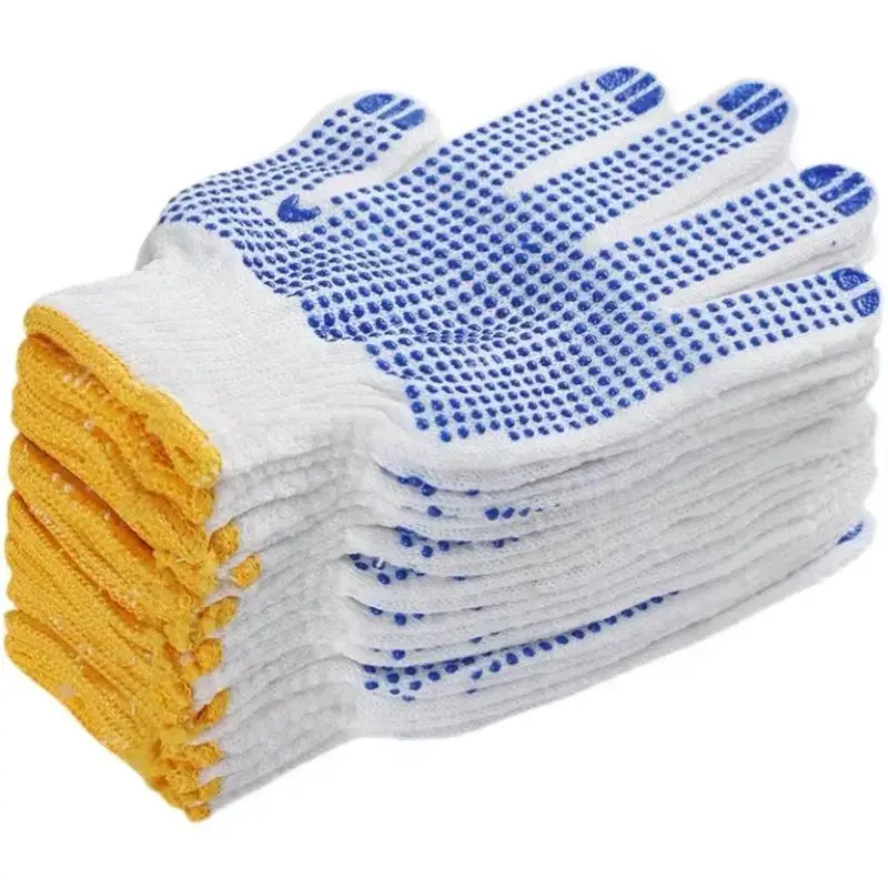 12 Pairs Work Gloves With Anti Slip Grip, PVC Dots Safety Cotton Protection ,For Painter, Mechanic Industrial Construction