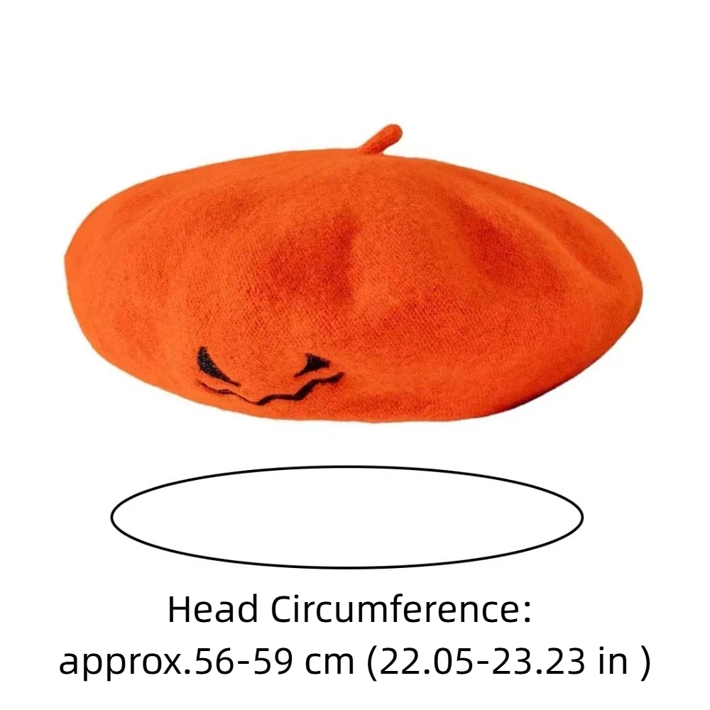 Woolen Pumpkin Beret Hat Embroidered Lightweight Pumpkin Face Cap Multicolor Cozy Embroidered Painter Hat Halloween Party 6