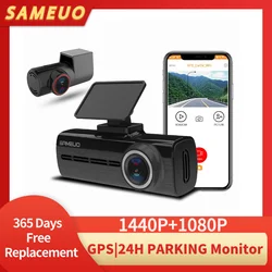 Sameuo Car Dvr Dash Cam videoregistratore anteriore e posteriore visione notturna Auto Wifi App vista posteriore 24H parcheggio GPS Dashcam telecamera per Auto