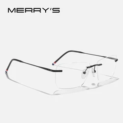 MERRYS DESIGN Titanium Alloy Rimless Glasses Frame For Men Women Square Ultralight Frameless Optical Frames Eyewear S2420