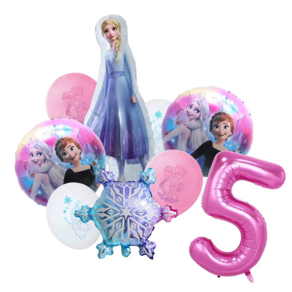 9 قطعة 18 بوصة المجمدة إلسا آنا الأميرة أولاف بالونات الوردي الأرجواني الأزرق بالونات فتاة حفلة عيد ميلاد الزفاف استحمام الطفل الديكور #4