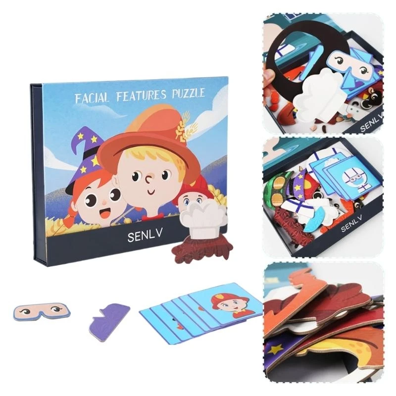 Kinder Feinmotorik Lernen Fünf Sinnesorgane Spielzeug Magnetische Puzzles Spiel Aufklärung Frühe Bildung Spielzeug 15UB