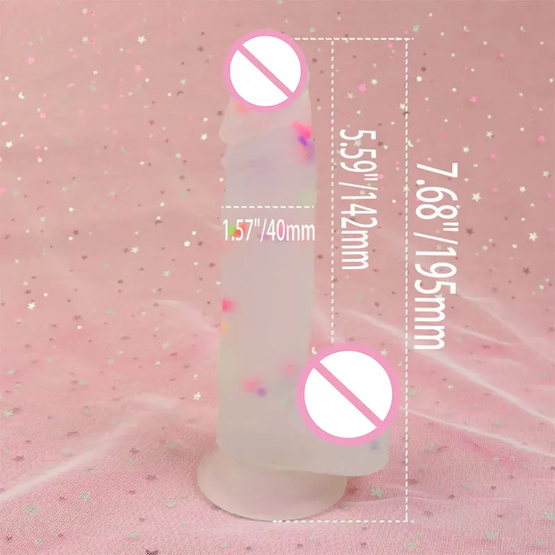 

7.68'' Rainbow Jelly Dildo With Suction Cup Realistic Silicone Dildo Couples Gay Lesbian Sex Toys Mature