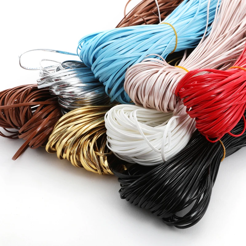 2/3mm 5 Meters Colorful Flat Soft PU Leather Eco-Friendly Faux Leather Cord String Rope DIY Necklace Bracelet Making V171