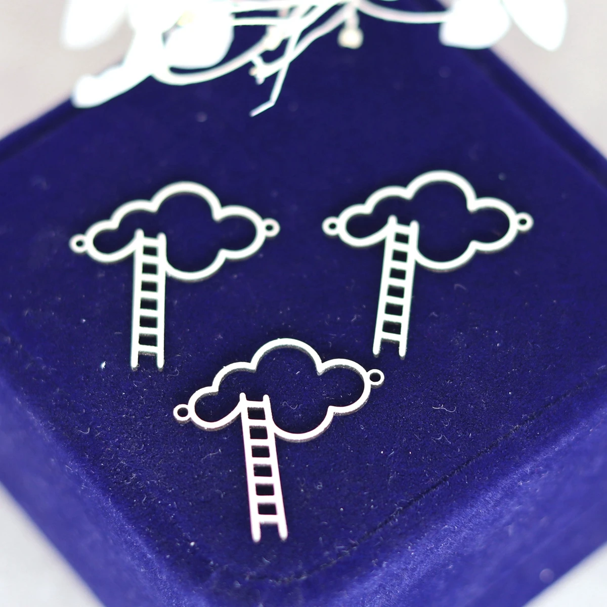 3pcs Stainless Steel Charms Clouds Ladder Double Hole Pendant For Bracelet Jewelry Making Accessories Supplies