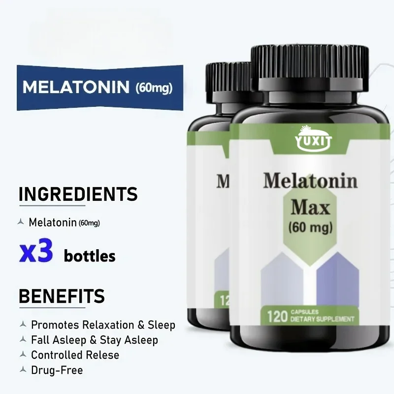 

Melatonin Vegetable Capsules. Relieve Anxiety, Improve Sleep Quality, Promote Deep Sleep, Free Shipping