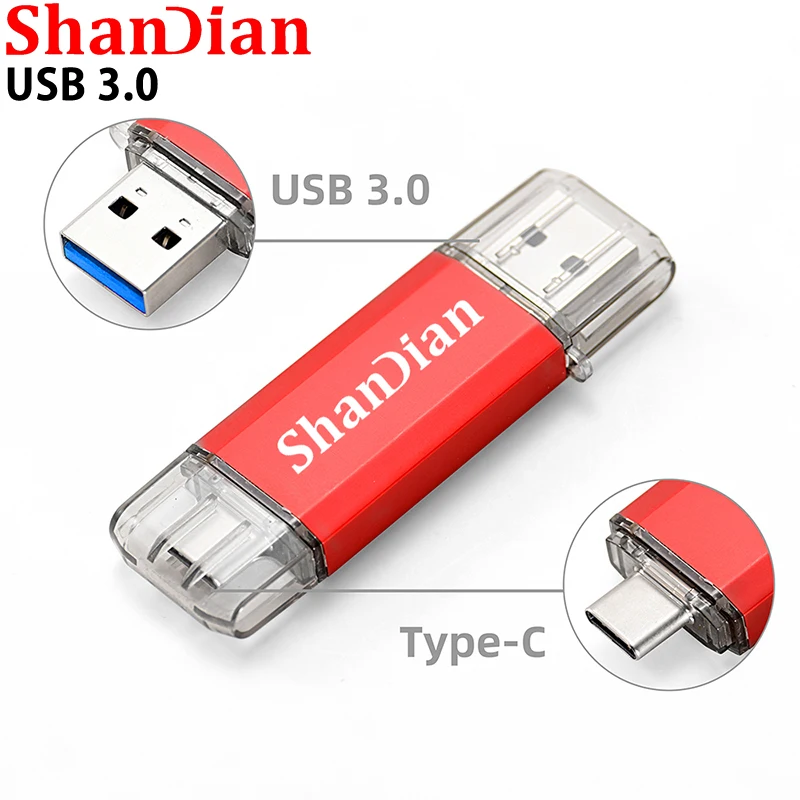 

High Speed 2 In 1 Metal TYPE-C 64GB Flash Drive Custom LOGO 32GB Pen Drives Black 16GB Memory Stick Red 8GB Phone U Disk 4GB