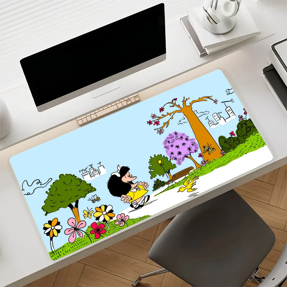 Cartoon Cute Mafalda Mouse Pad Anti Slip Rubber Edge Locked Thickened Laptop Gaming Desk Mat