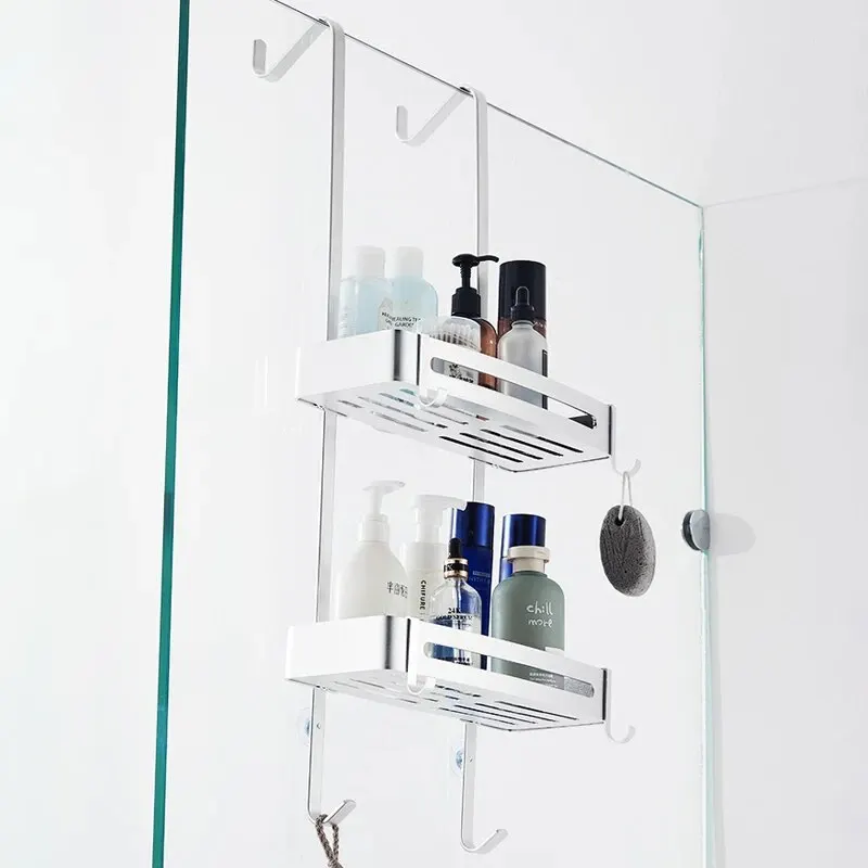 Black Hanging Bath Shelves Bathroom Shelf Organizer Nail-free Shampoo Holder Storage Shelf Rack Bathroom Basket Holder EL5018