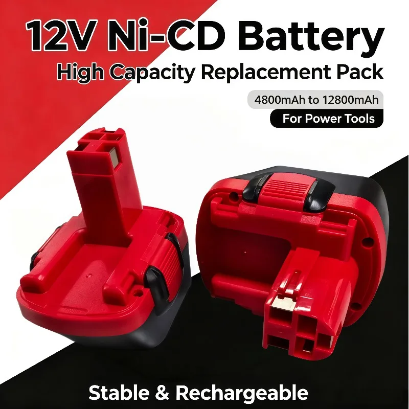 4800mAh‑12800mAh 12V Ni‑Cd Lithium‑free Rechargeable Battery Pack Compatible with BAT043 3455 BAT139 BTA120 26073 35430 3360 PSB
