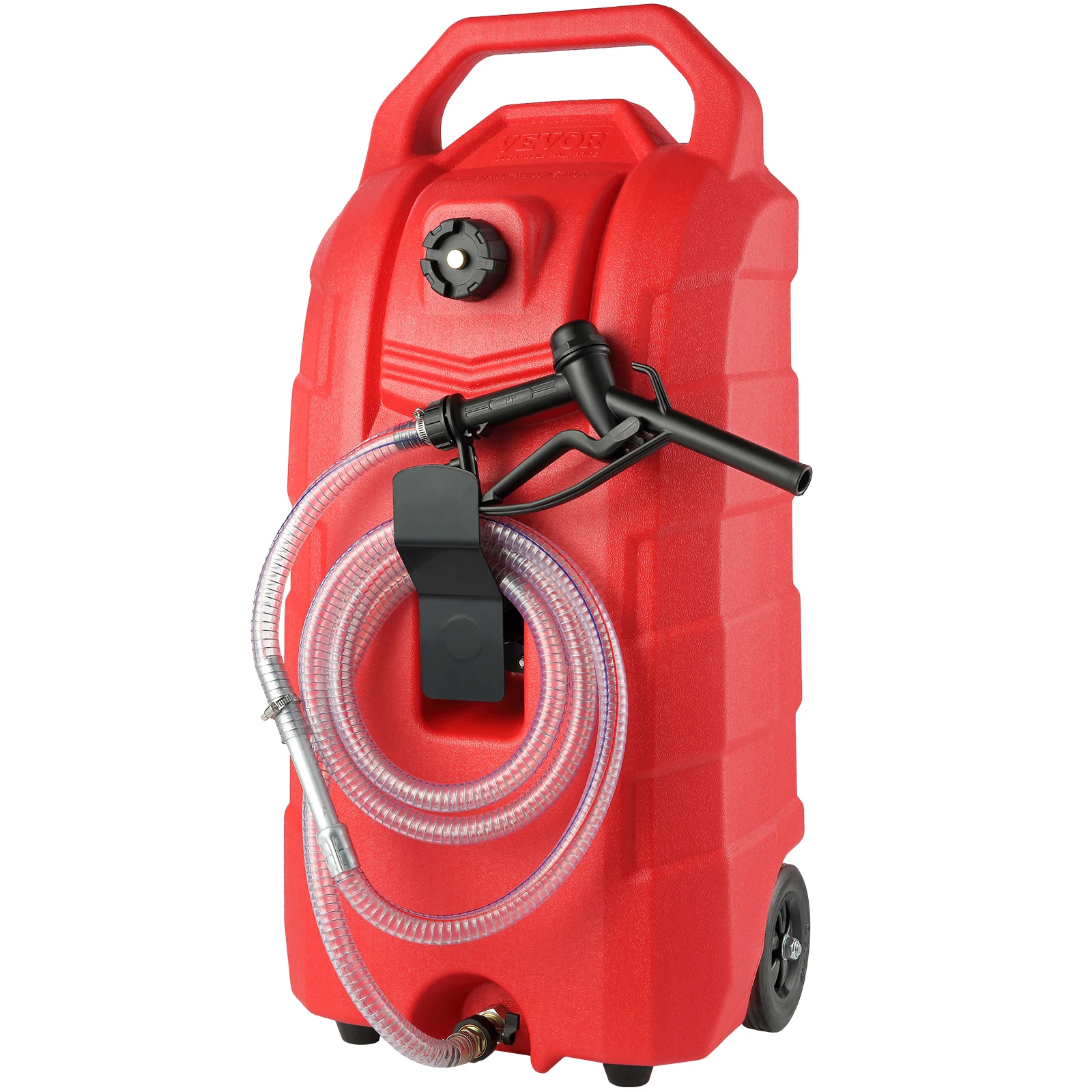 VEVOR 16Gal Fuel Caddy, 7.8 L/min, Portable Gas Storage Tank Container w/Nozzle Rubber Wheels, Fuel Transfer Storage Tank