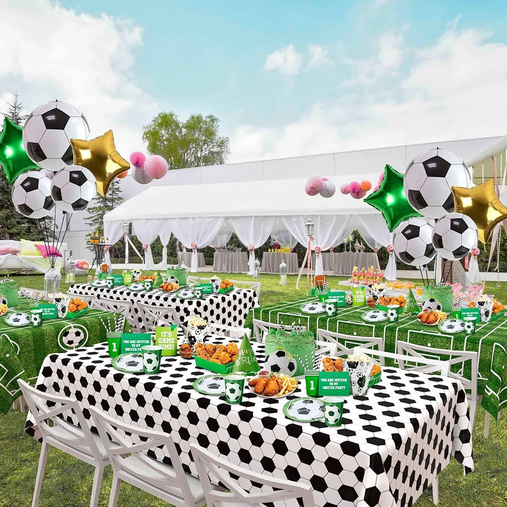 Football Party Disposable Tablecloth Green White Children Boys Birthday Party Soccer Party Sport Match Decor Supplies Tablecover