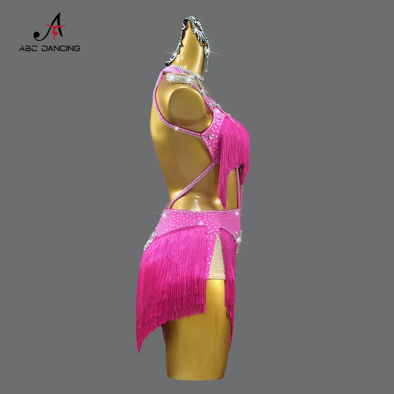 2024 Girls Skirt For Party Sexy Latin Dance Dress Womens Competition Line Tassel Suit Adult Children Evening Stage Samba Costume