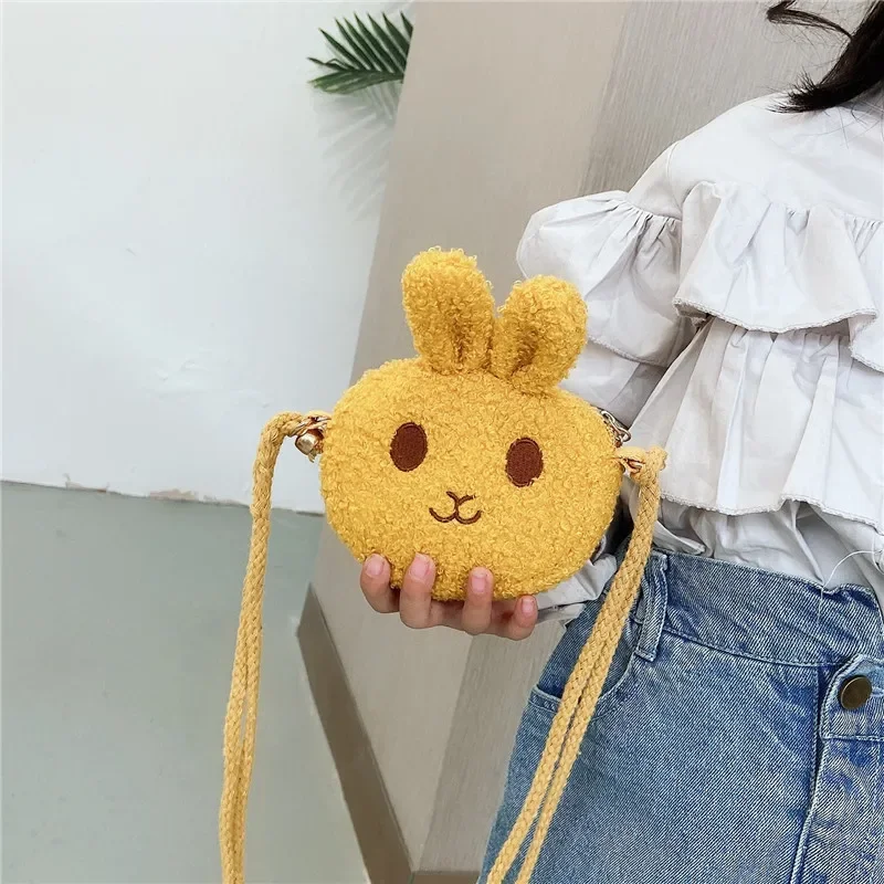 New Cute Little Rabbit Kids Plush Drawstring Bag Casual Children Baby Shoulder Sling Bag Toddler Preschool Handbags Gift Kawaii