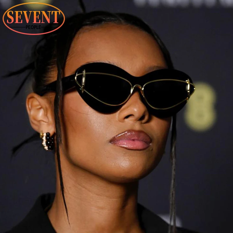 Modische Sexy Cat-Eye Sonnenbrille für Damen 2026 – Luxuriöses Markendesign, neue Doppelrahmen-Sonnenbrille für Damen, Cateye Shades Eyewear – Detail 4