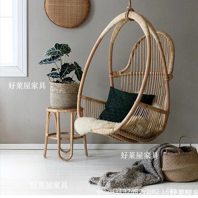 ins Hanging Rocking Chair Hanging Chair Swing Indoor Adult Rattan Indonesian True Rattan Vintage Handmade