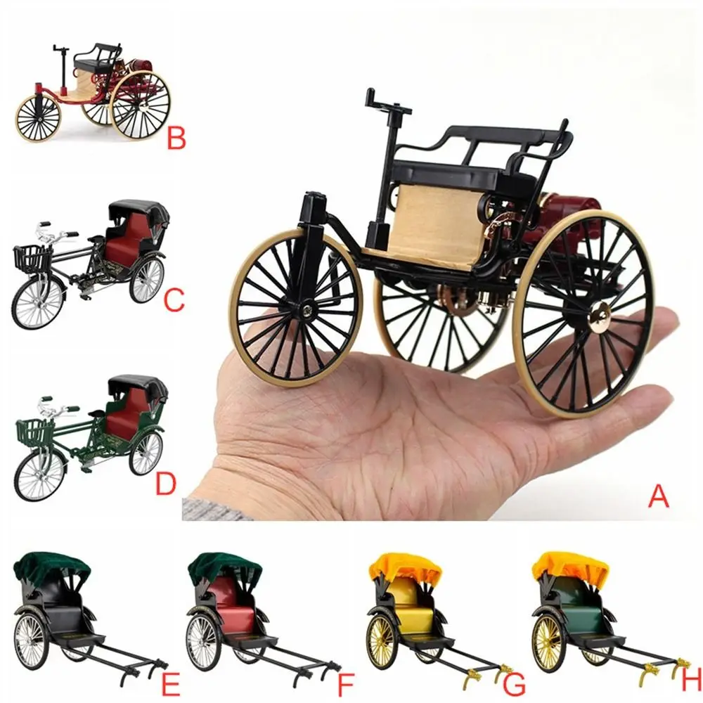 Vintage Classic Tricycle Model Three Wheeled Miniature Model Simulation Tricycle Toy Handicraft Metal Diecast Collectibles Gift