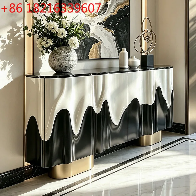 YAO Italian light luxury dining side cabinet entry living room decoration cabinet modern household villa high-end three