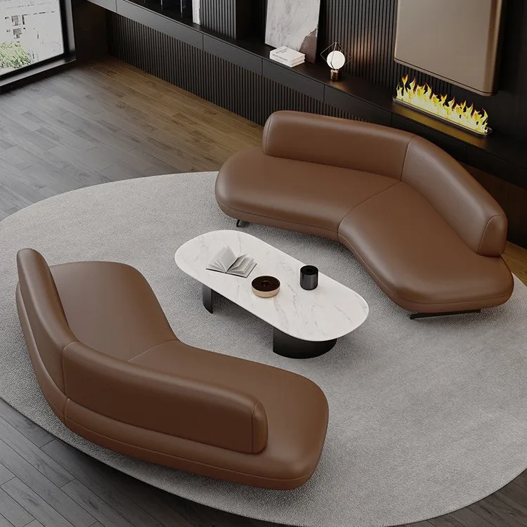 Office Combination Creative Leisure Business Reception Room Guest Rest Area Waiting Leather Art Hotel Irregular Sofa Set