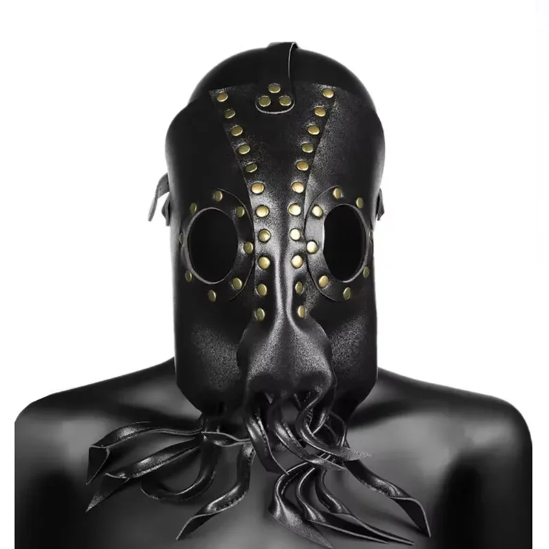 

Маска осьминога в стиле стимпанк из искусственной кожи, маска для косплея животных, маска для вечеринки, маска на Хэллоуин, аниме-маскарадная маска, маска осьминога из ПУ-кожи