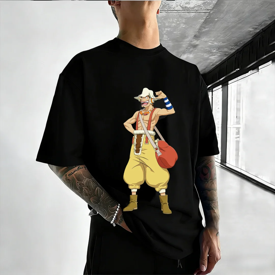 

Летняя мужская футболка Usopp больших размеров 2026 года, высококачественная, с аниме-принтом, с коротким рукавом, повседневная уличная одежда, хлопковые футболки в стиле Y2K