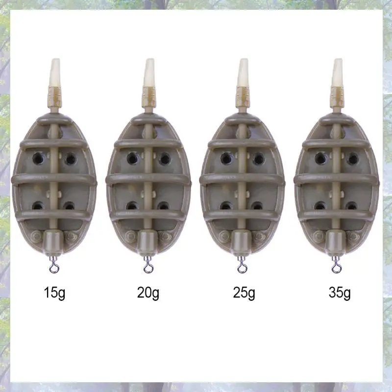 Plastic Inline Method Feeder Fishing Accessories 4 Feeders Mould Set Carp Fishing Sinker Fishing Trough Pesca 15G 20G 25G 35G