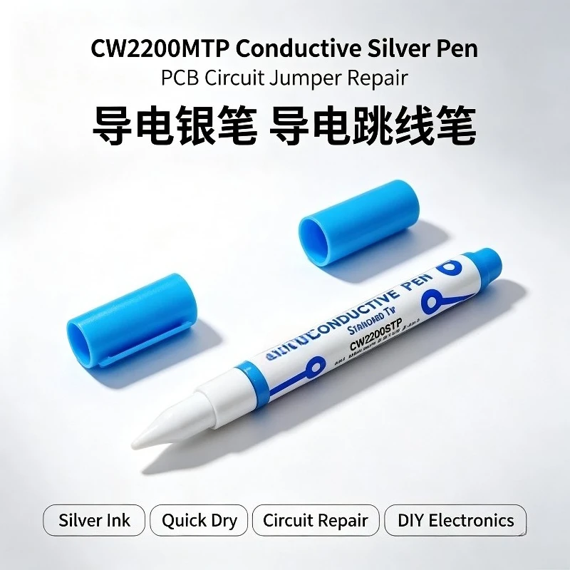 CircuitWorks CW2200MTP Conductive Silver Pen, PCB Trace Repair Pen, Draw Conductive Jumpers