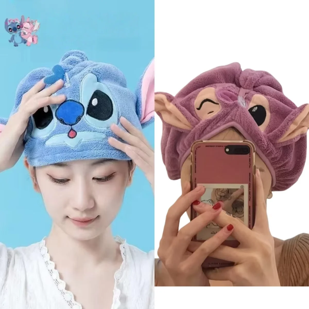 

Аниме-шапочка для сушки волос Stitch, особо плотная, быстросохнущая, для причесок-пучков, для душа, с присосками, полотенце для сушки волос, подарки для женщин и девочек