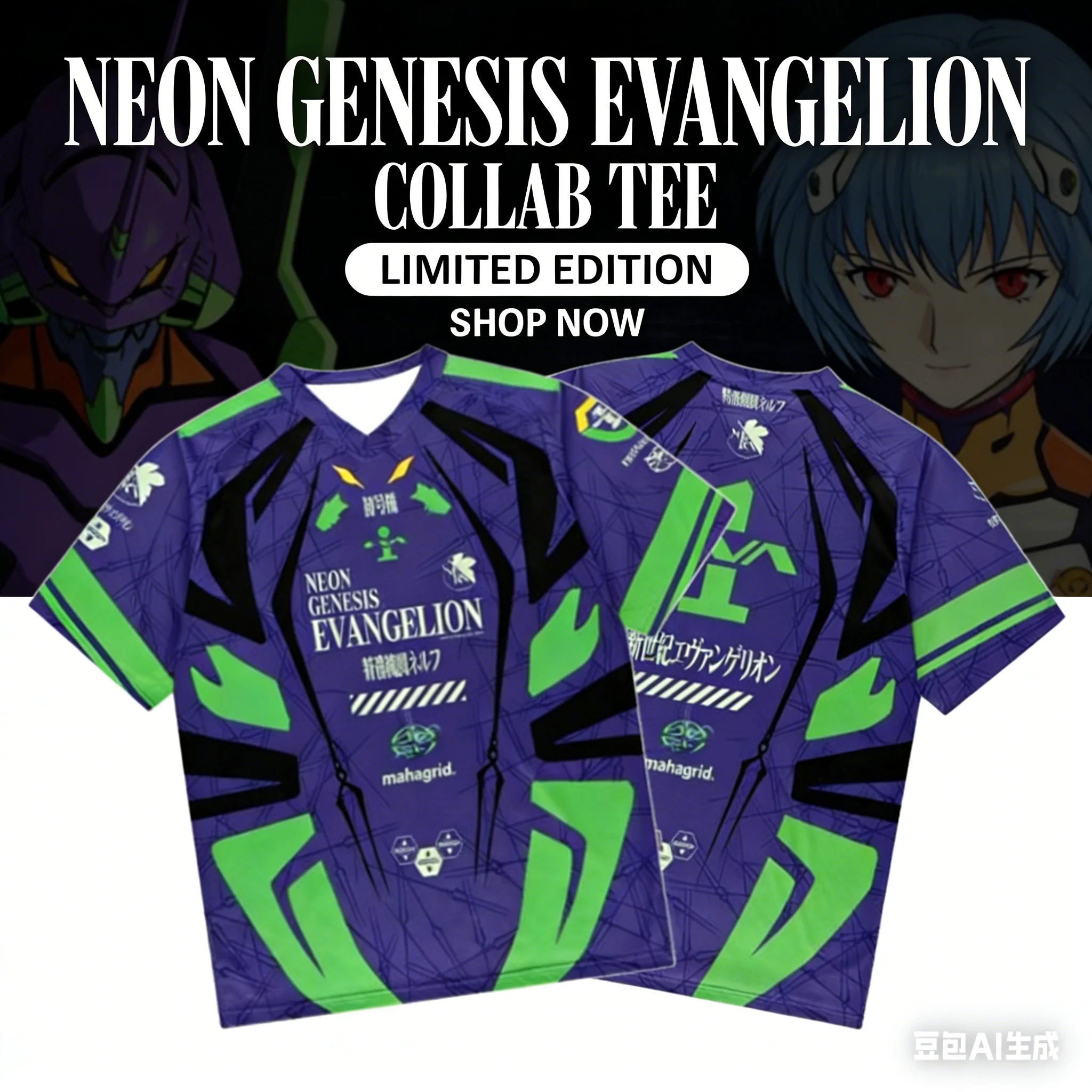 Modisches Herren EVA Unit-01 NERV Jersey T-Shirt Neon Genesis Evangelion Anime Mecha Design Lässige Streetwear Fan-Bekleidung Y2k Oberteile