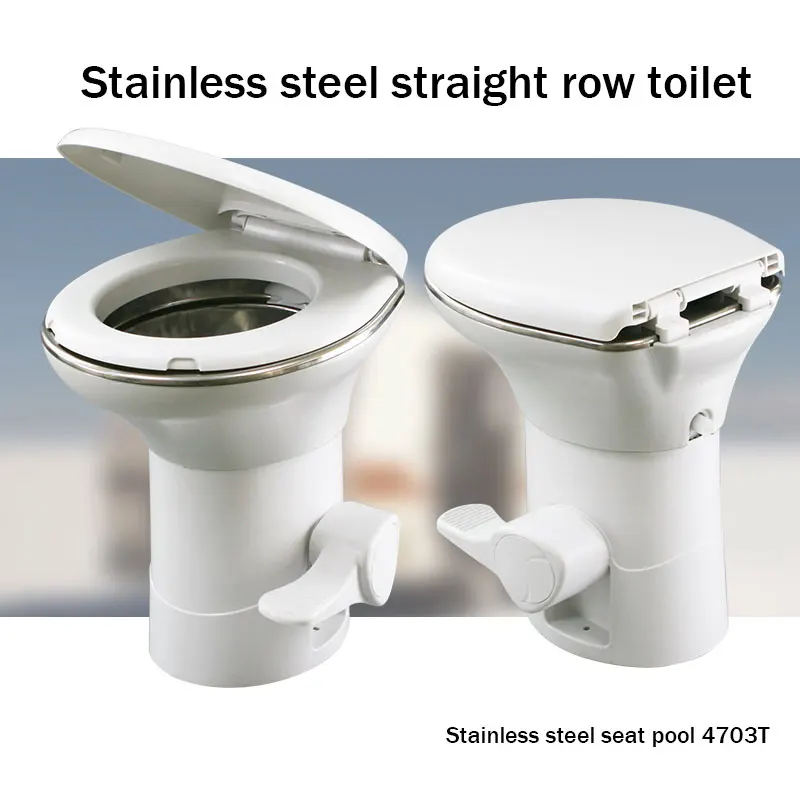 

RV Inline Toilet Foot-Operated Plastic Portable Camping Outdoor Caravan Toilet