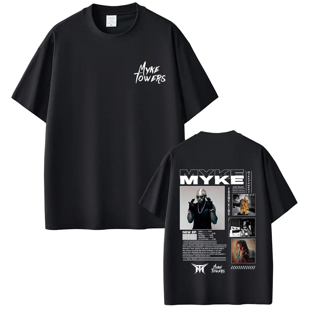 

Rapper Myke Towers Tour 2026 T-shirts Men Women Fashion Hip Hop Oversized T Shirts Cozy Cotton Short Sleeve T-shirt Streetwear