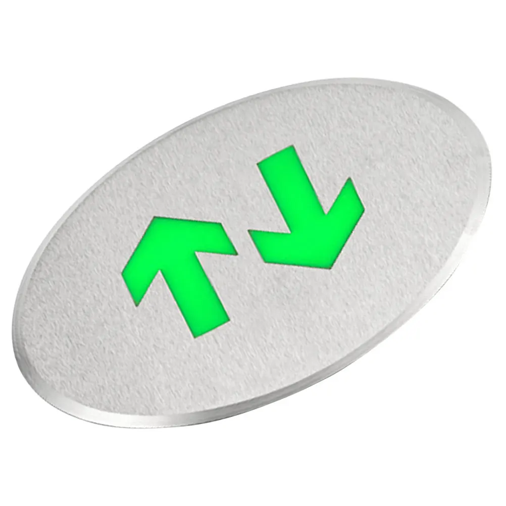 Señal luminosa de salida de emergencia, indicador de suelo de flecha direccional doble de acero inoxidable, visibilidad nocturna, lucha contra incendios