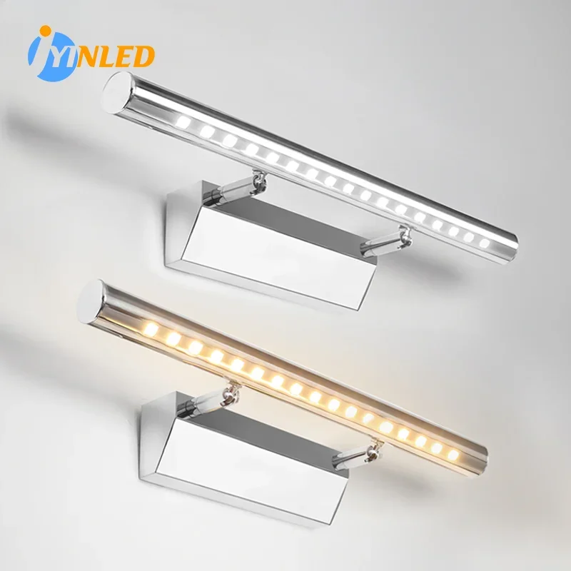 

LED Silver Mirror Light 3W/5W/7W Stainless Steel Makeup Mirror Light Bathroom Washroon Led Wall Lighting Fixtures with Switch