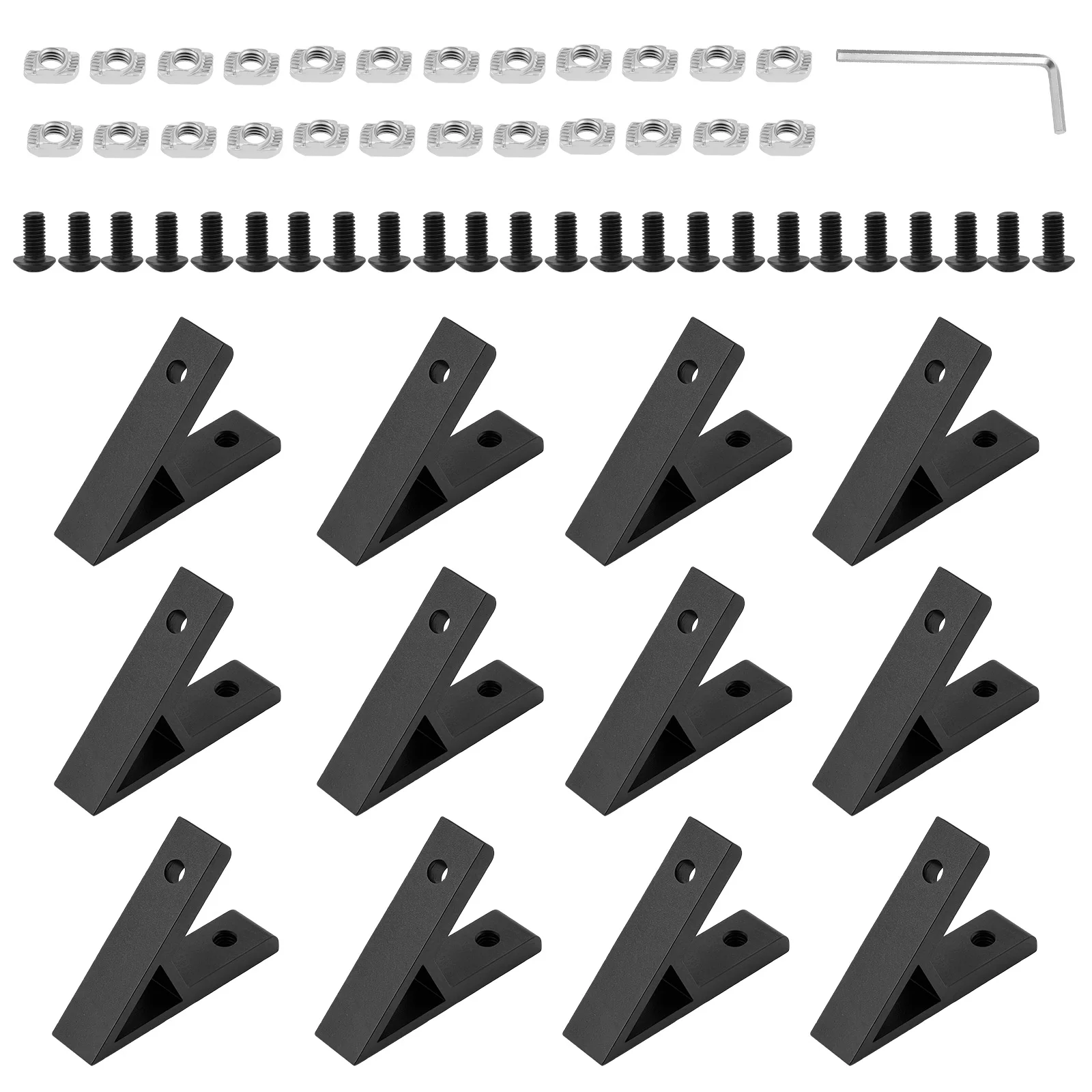 12 pcs 45 Degree Black Corner Bracket Kit for 2020 Series Aluminum Extrusion Frames