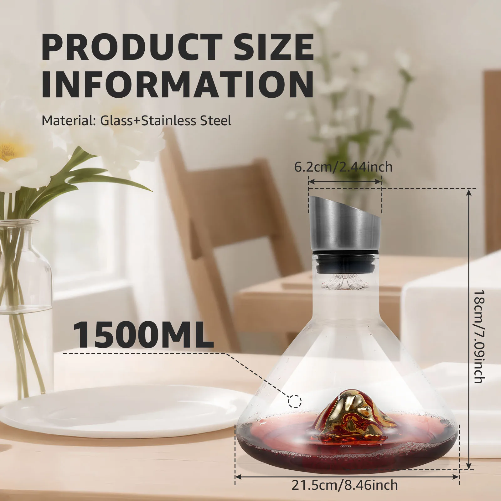 1.5L Wine Decanter Creative Iceberg Design Transparent Glass Whiskey Decanter Bottle Household Barware Red Wines Accessories