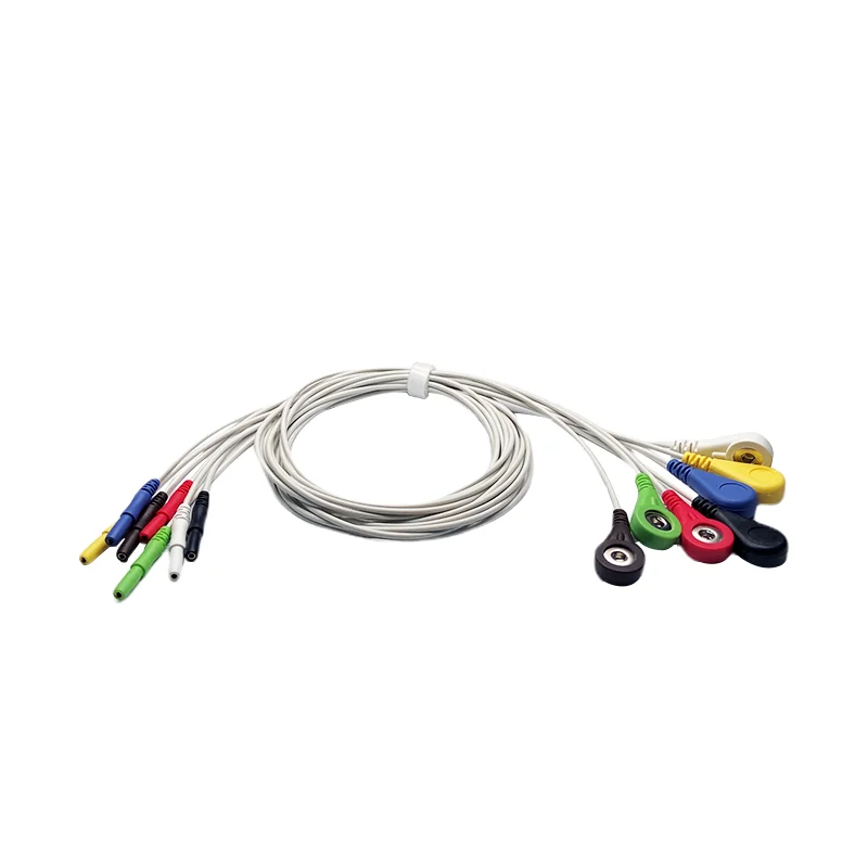 Holter Recorder ECG Patient Cable Din 1.5 7 Leads Snap 4.0 IEC Standard for Din1.5 MM Holter Recorder Medical Instruments