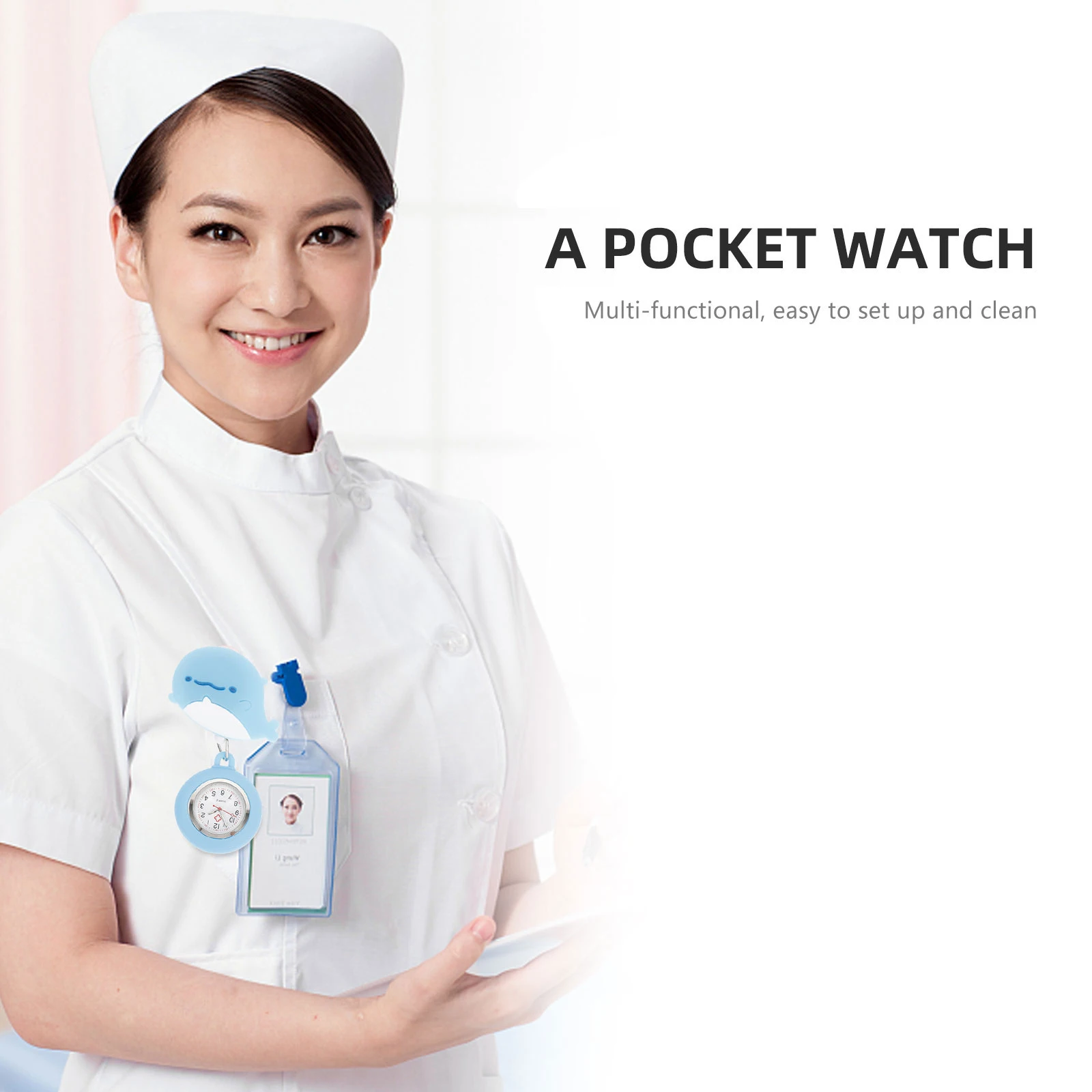 

Luminous Meter Pull Rope Retractable Clip Nurse Watch Women Blue Pocket Large Dial Silicone Stainless Steel Durable