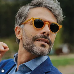 Unisex Yellow Green Rivet Round Sunglasses Men Women Small Inspired Frame Ocean Sunglasses For Men Vintage Colorful Eyewear