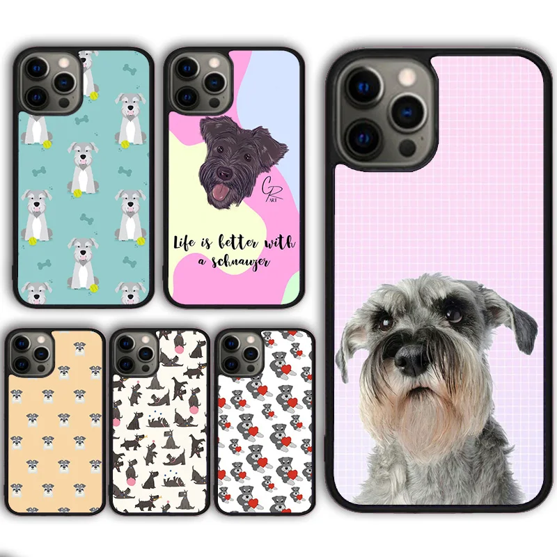 Cartoon schnauzer dog Phone Case For iPhone 14 15 16 13 12 Mini Max Cover For Apple iPhone 11 Pro Max 6 8 7 Plus SE2020 Coque